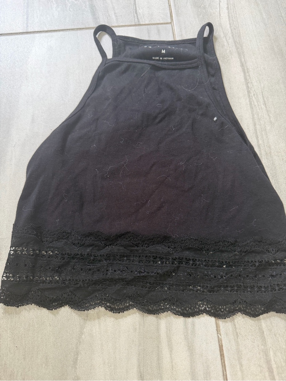 Aeropostale Black Lace-Hem Tank Mini Dress